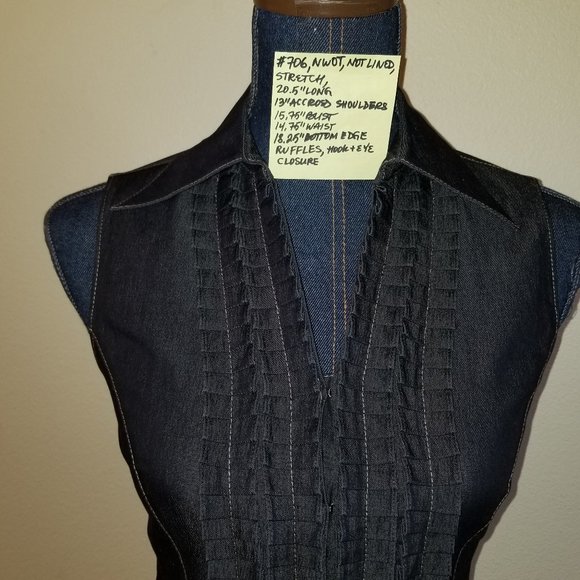 🔻REDUCED❣ 706 NWOT Classy Classiques Entier Denim Top 2 Ruff - Picture 2 of 13